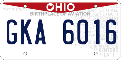 OH license plate GKA6016