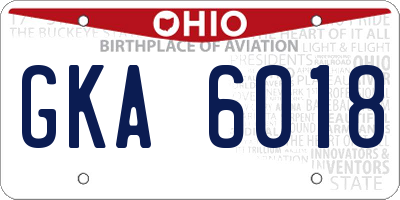 OH license plate GKA6018