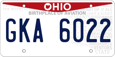 OH license plate GKA6022