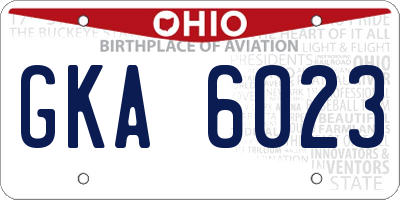 OH license plate GKA6023