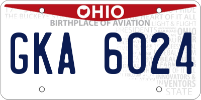 OH license plate GKA6024