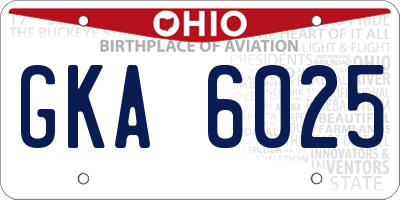 OH license plate GKA6025