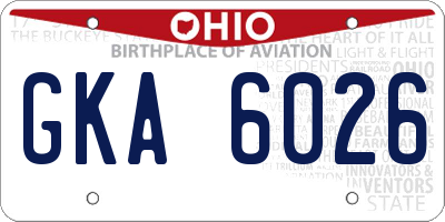 OH license plate GKA6026