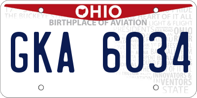 OH license plate GKA6034