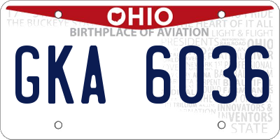 OH license plate GKA6036