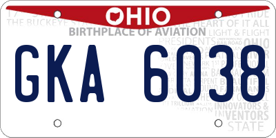 OH license plate GKA6038
