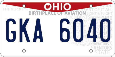 OH license plate GKA6040