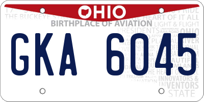 OH license plate GKA6045