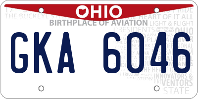 OH license plate GKA6046