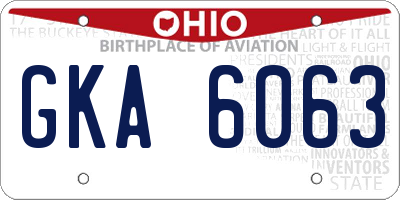 OH license plate GKA6063
