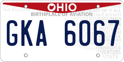 OH license plate GKA6067