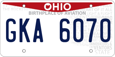 OH license plate GKA6070