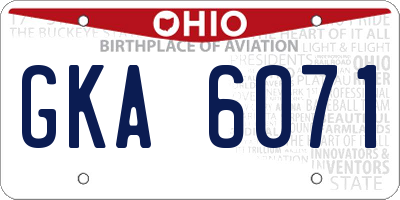 OH license plate GKA6071