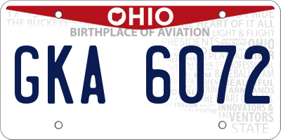 OH license plate GKA6072