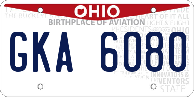 OH license plate GKA6080