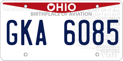 OH license plate GKA6085