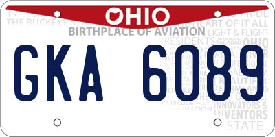 OH license plate GKA6089