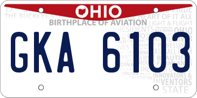 OH license plate GKA6103