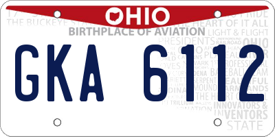 OH license plate GKA6112