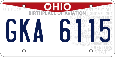 OH license plate GKA6115