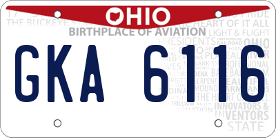 OH license plate GKA6116