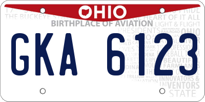 OH license plate GKA6123