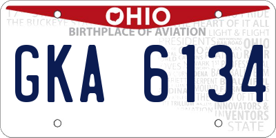 OH license plate GKA6134