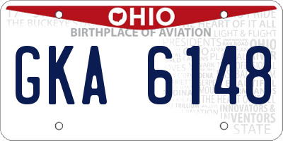 OH license plate GKA6148