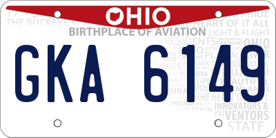 OH license plate GKA6149