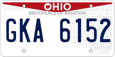 OH license plate GKA6152