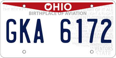 OH license plate GKA6172