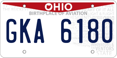 OH license plate GKA6180