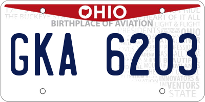 OH license plate GKA6203