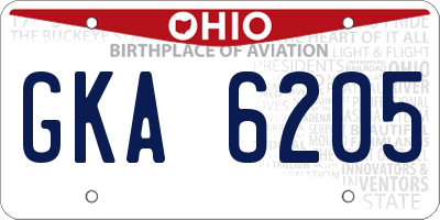 OH license plate GKA6205