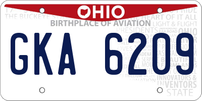 OH license plate GKA6209