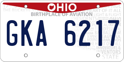 OH license plate GKA6217