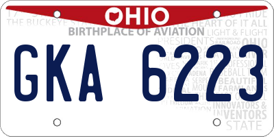 OH license plate GKA6223
