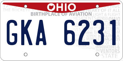 OH license plate GKA6231