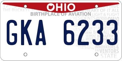 OH license plate GKA6233
