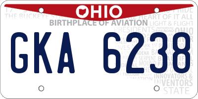OH license plate GKA6238