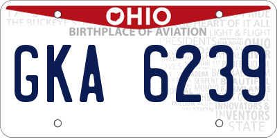 OH license plate GKA6239