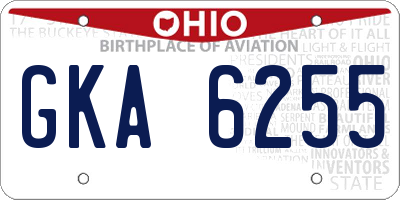 OH license plate GKA6255