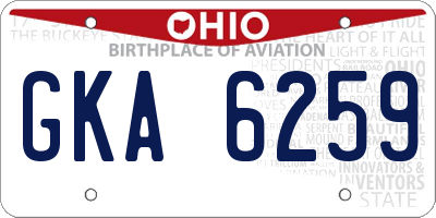 OH license plate GKA6259