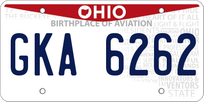 OH license plate GKA6262
