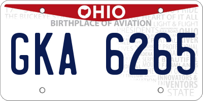 OH license plate GKA6265