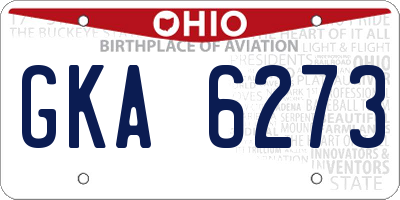 OH license plate GKA6273