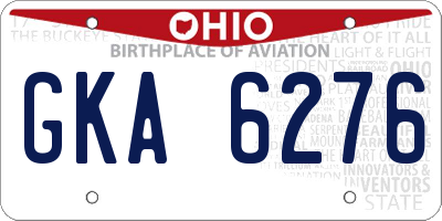 OH license plate GKA6276