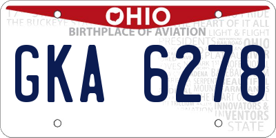 OH license plate GKA6278