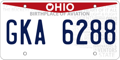 OH license plate GKA6288