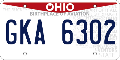 OH license plate GKA6302